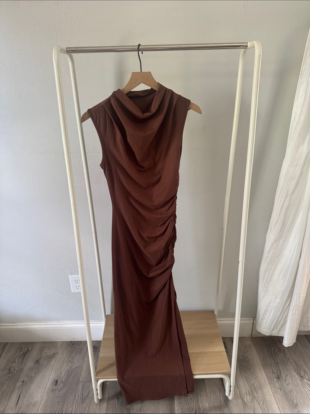 SHEIN Brown Sleeveless Cowl Neck Maxi Dress